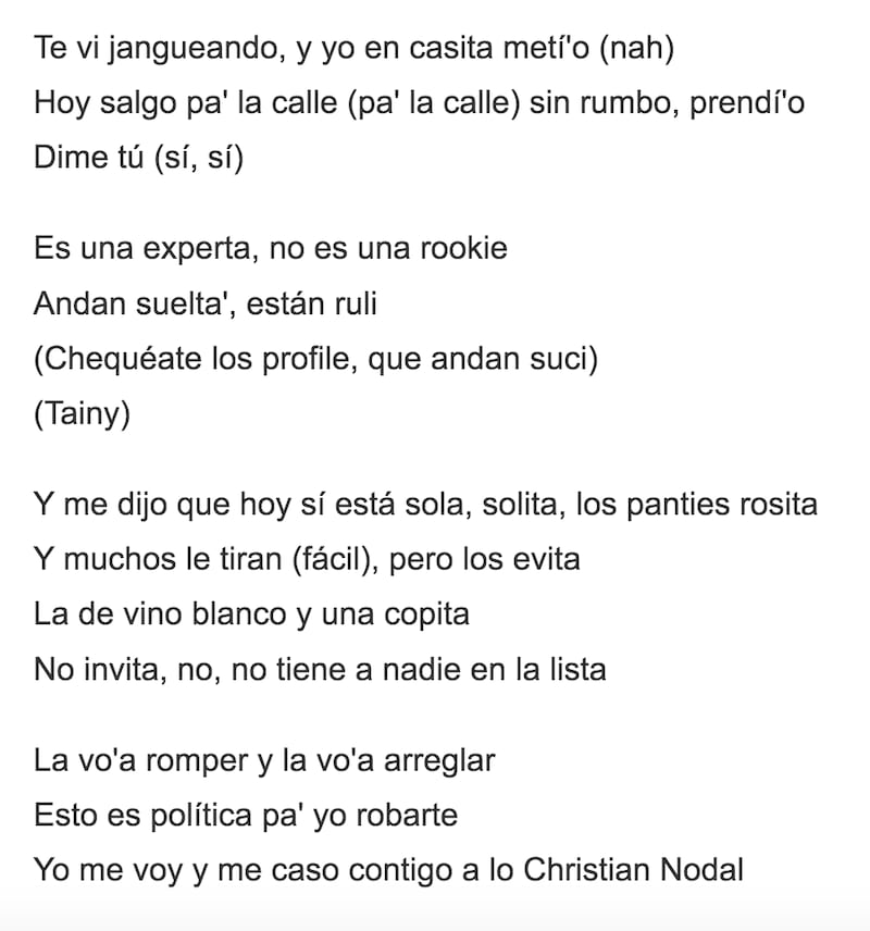 Letra de “Rosita”