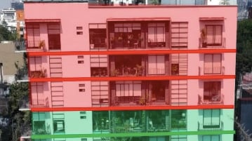 En el inmueble en Baltimore 118, colonia Nochebuena, Benito Juárez, tenían permitido construir seis niveles, pero se edificaron tres más. Foto: Cortesía