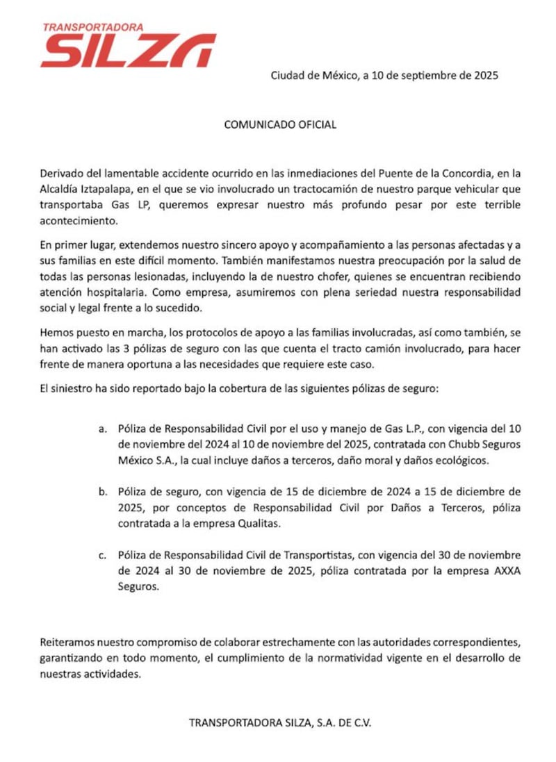 Comunicado de gasera