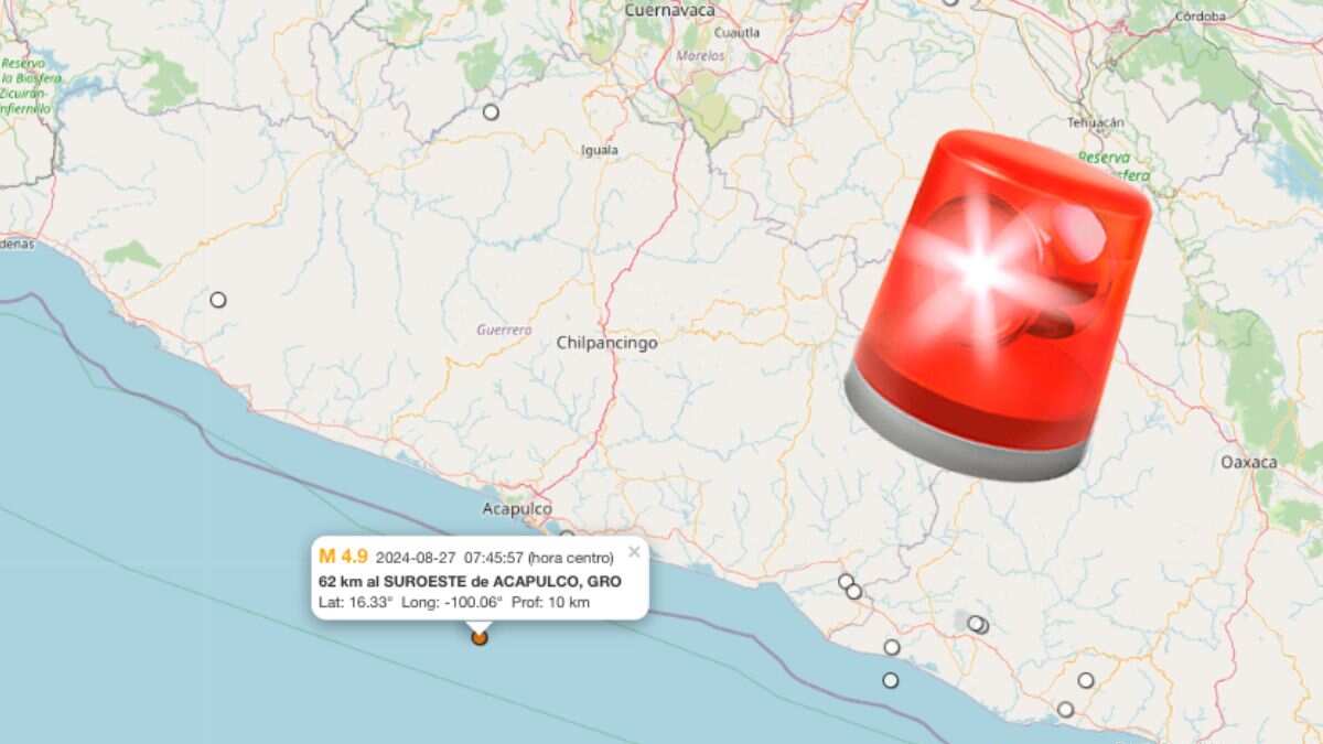 Sismo de magnitud 4.9 en Acapulco, Guerrero, se percibe en CDMX sin activar la Alerta Sísmica