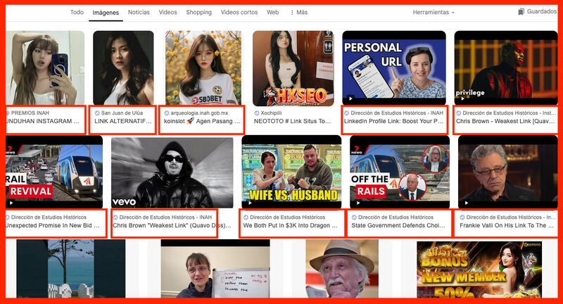 Las páginas comprometidas siguen indexadas en Google, lo que genera tráfico hacia sitios ilegales desde servidores oficiales .gob.mx.