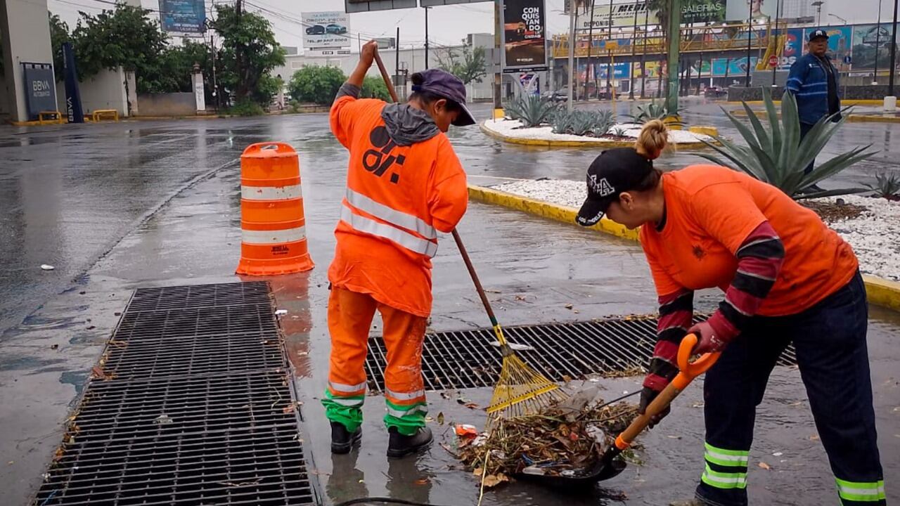 Los trabajadores limpiaron 400 alcantarillas de Monterrey.