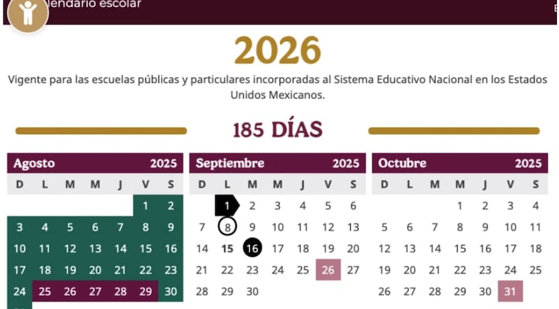 SEP Calendario escolar 2025-2026