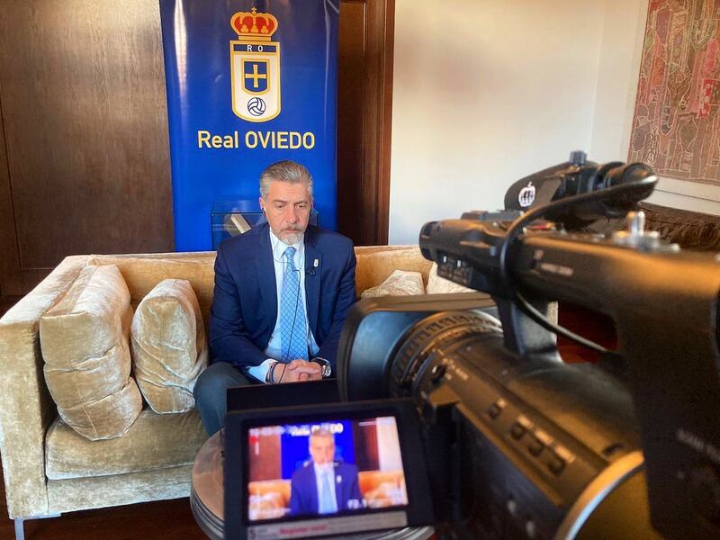 Martín Peláez habló en conferencia del prensa virtual unos días antes del derbi asturiano