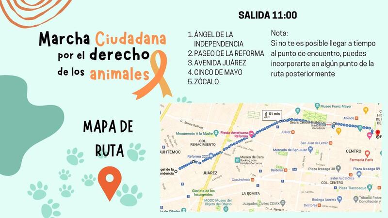 Ruta marcha mascotas CDMX