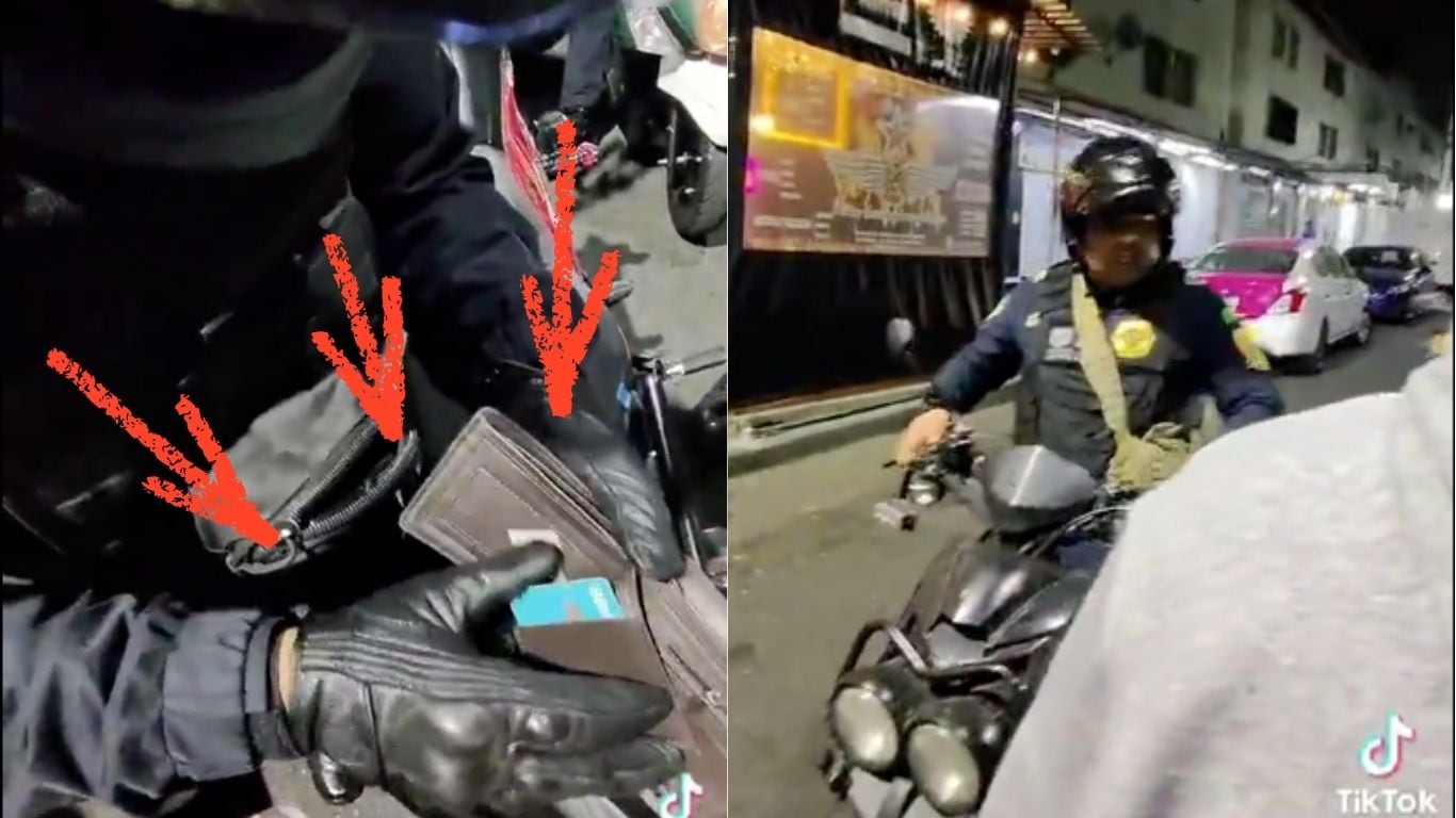Policías extorsionando a motociclistas