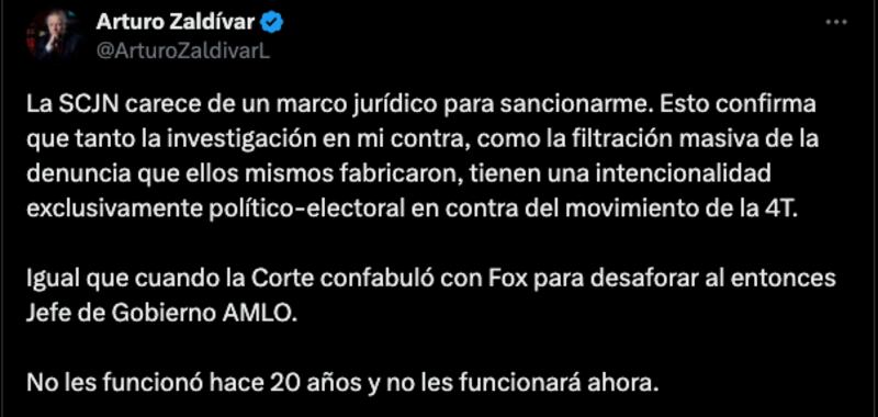 Arturo Zaldívar, destacó que la Suprema Corte no tiene un marco jurídico para investigarlo