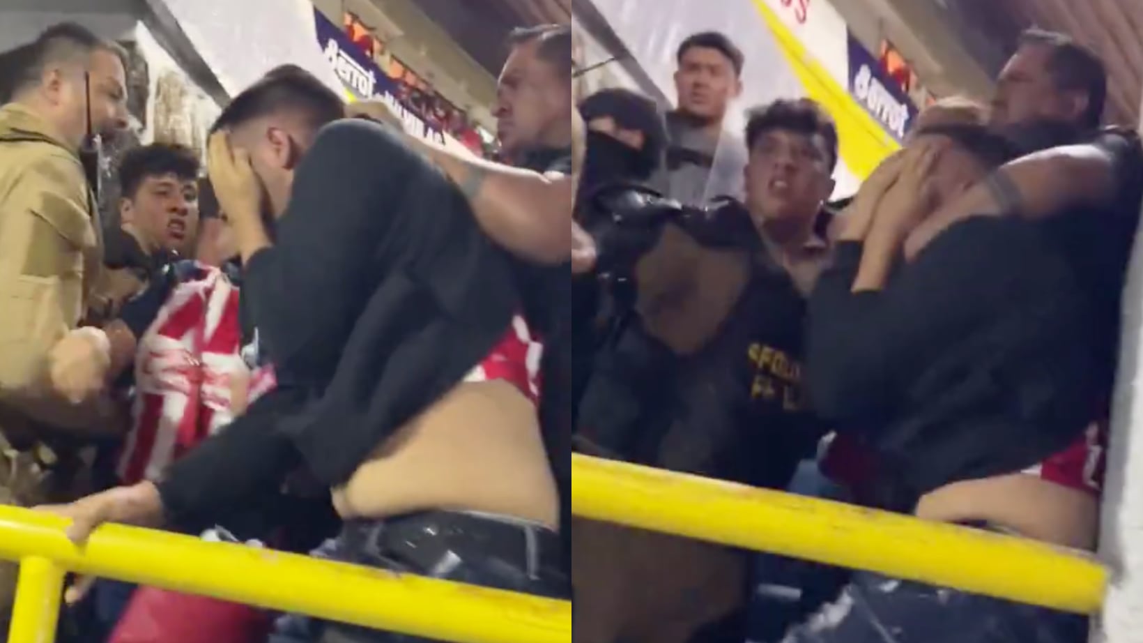 Policías golpearon a aficionados de Chivas y Atlas.