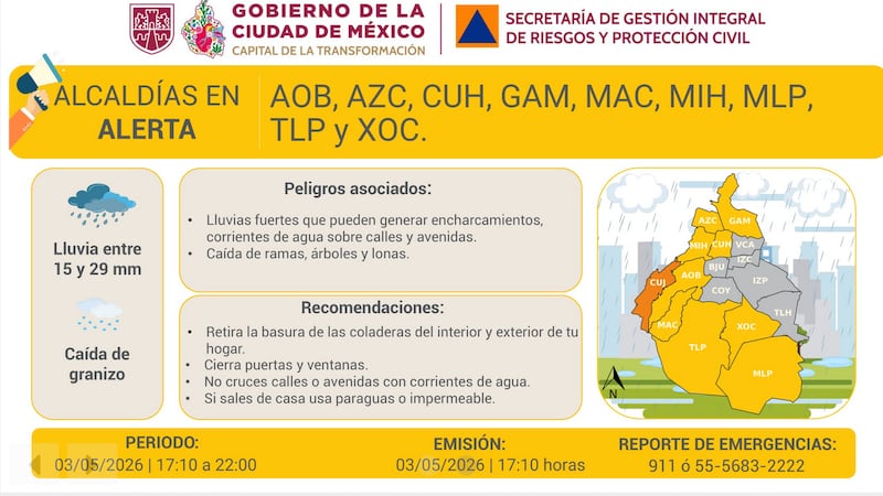 Alerta Amarilla por lluvias