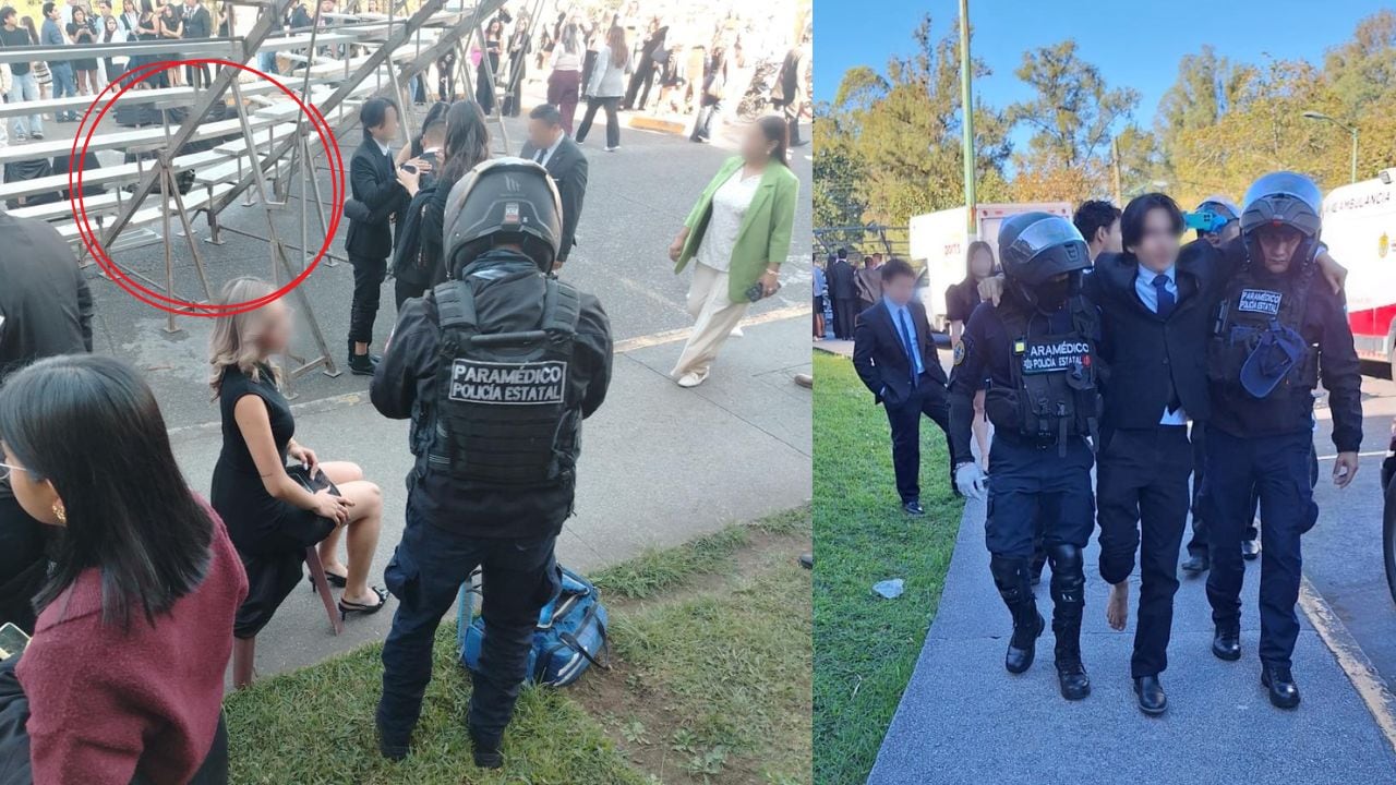 Gradas colapsan durante foto de graduación en Universidad Veracruzana
