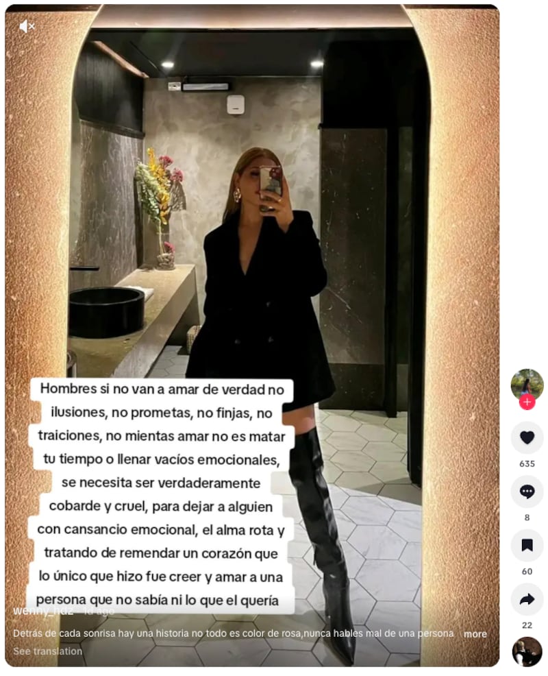 TikTok de la supuesta prima de Paola Márquez