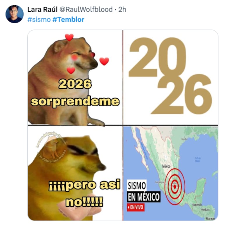 Memes sobre el sismo del 2 de enero de 2026