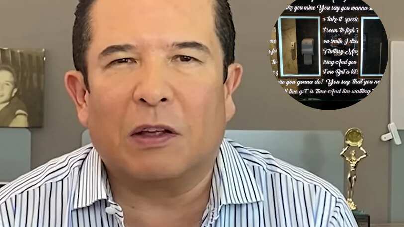 Gustavo Adolfo Infante en el baño de un restaurante