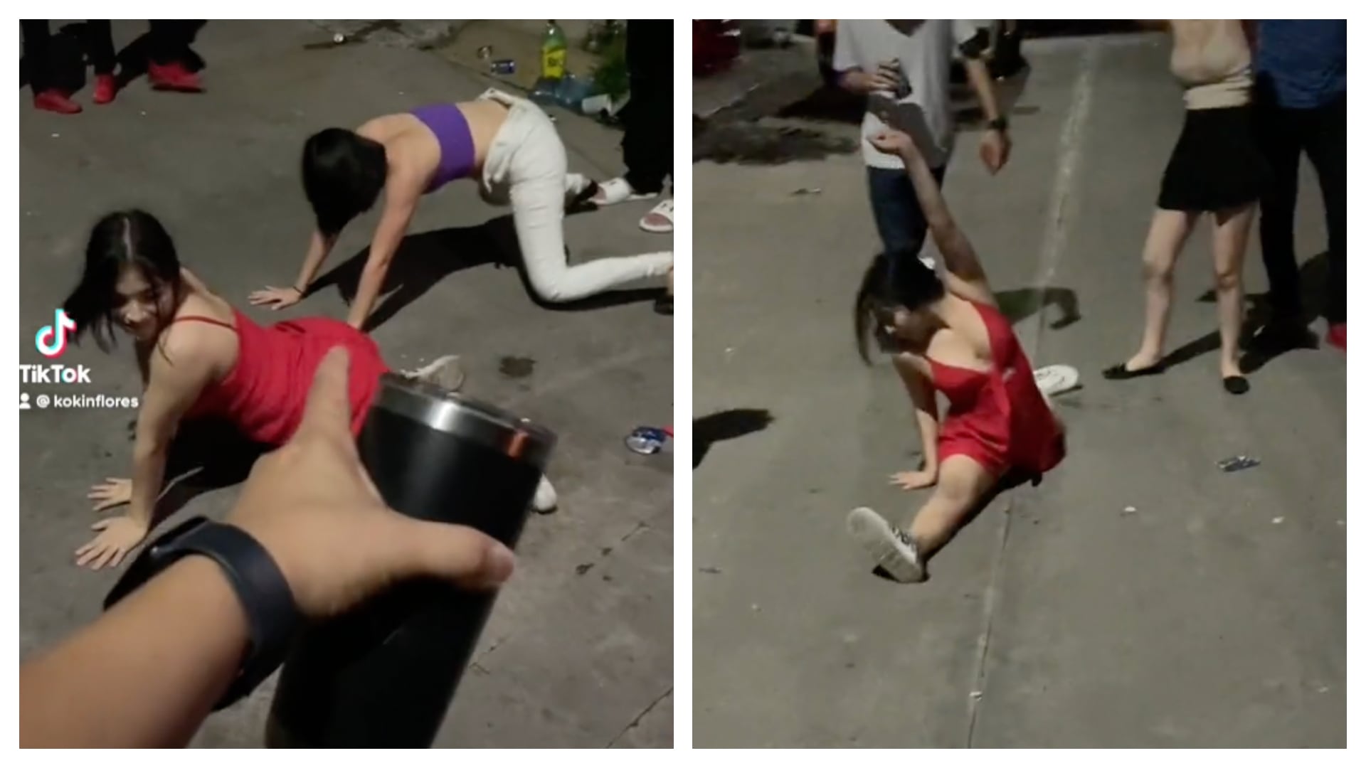 Un grupo de jóvenes decidieron armar una fiesta entre amigos y terminaron perreando en la calle con acrobacias incluidas en los pasos
