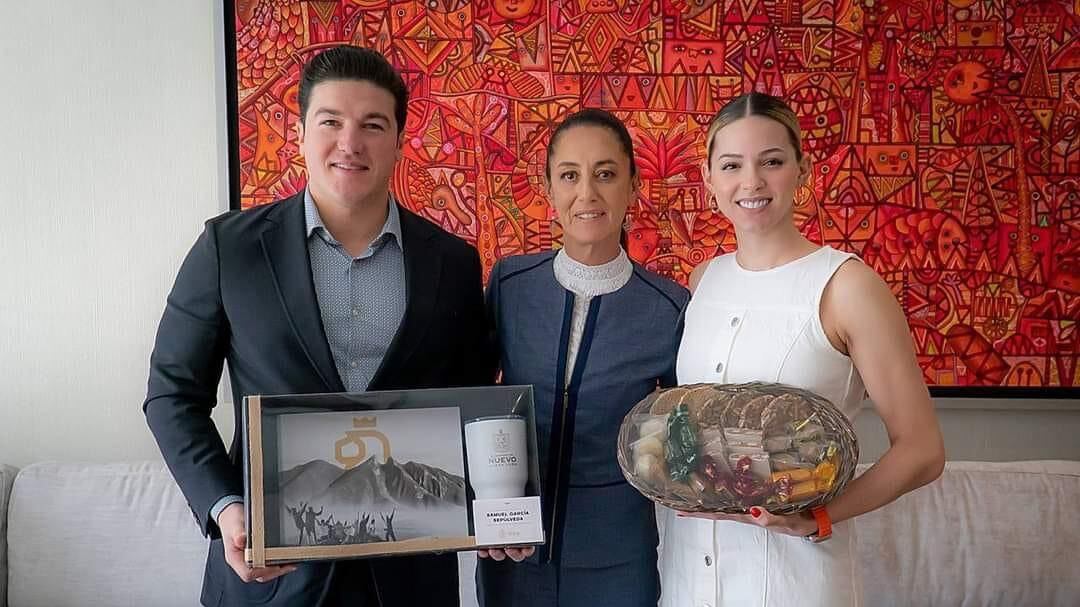 Samuel García, Claudia Sheinbaum y Mariana Rodríguez.