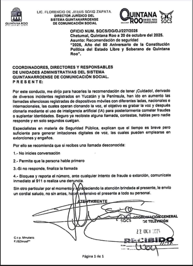 Comunicado llamadas silenciosas