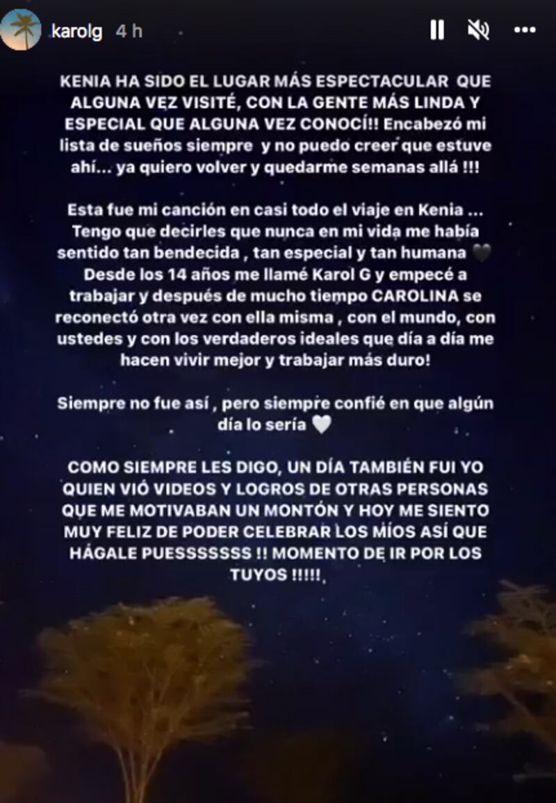 La cantante compartió un emotivo mensaje en sus redes sociales.