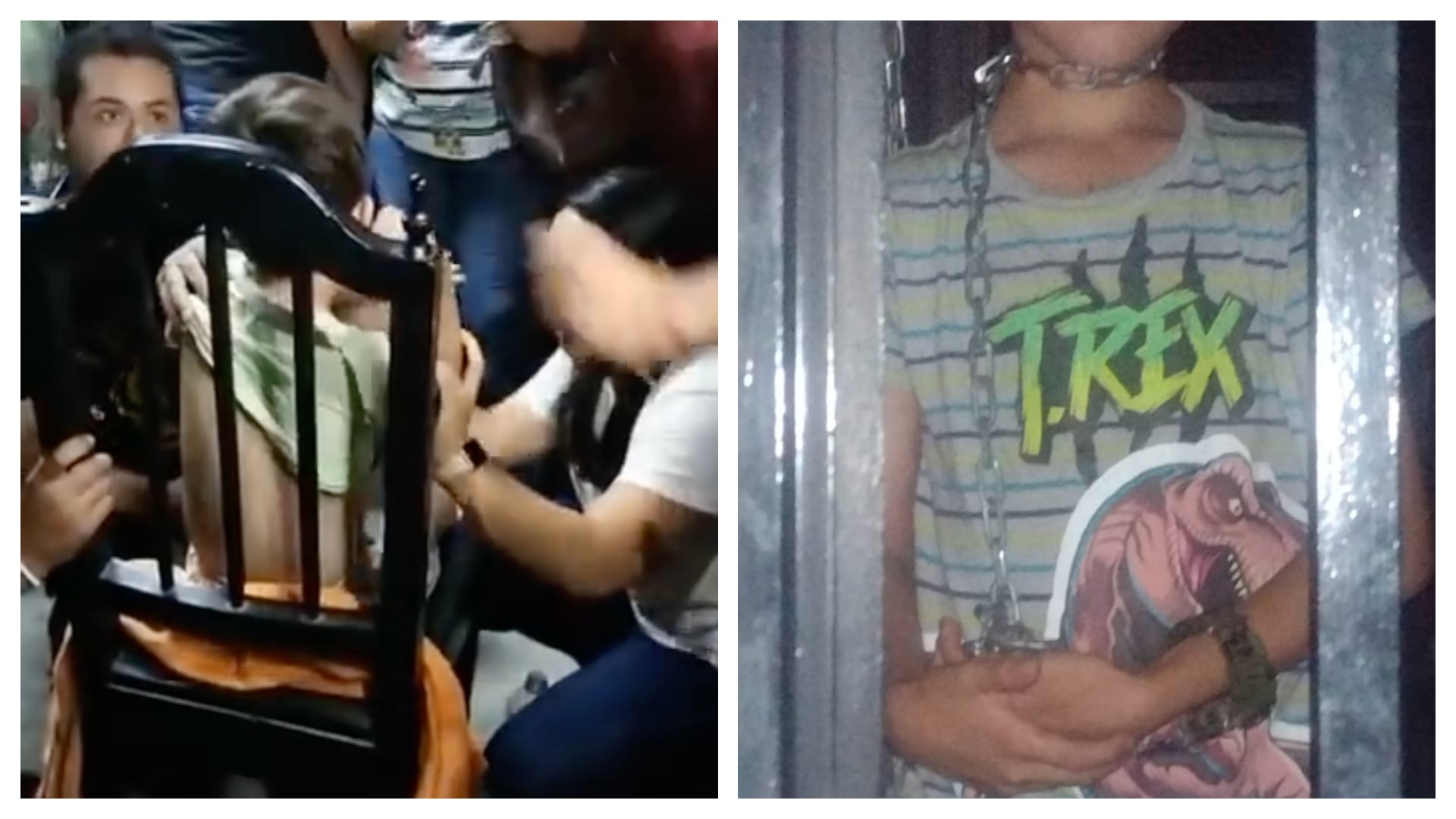 Rescatan a niño encadenado del cuello y manos