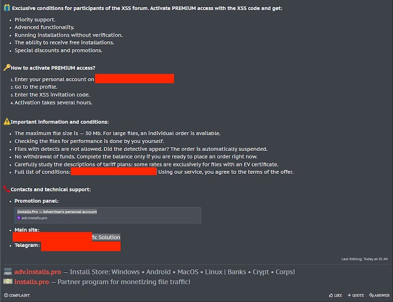 El malware es proporcionado por el cliente y distribuido por Installs.pro, sin necesidad de conocimientos técnicos ni programación avanzada.