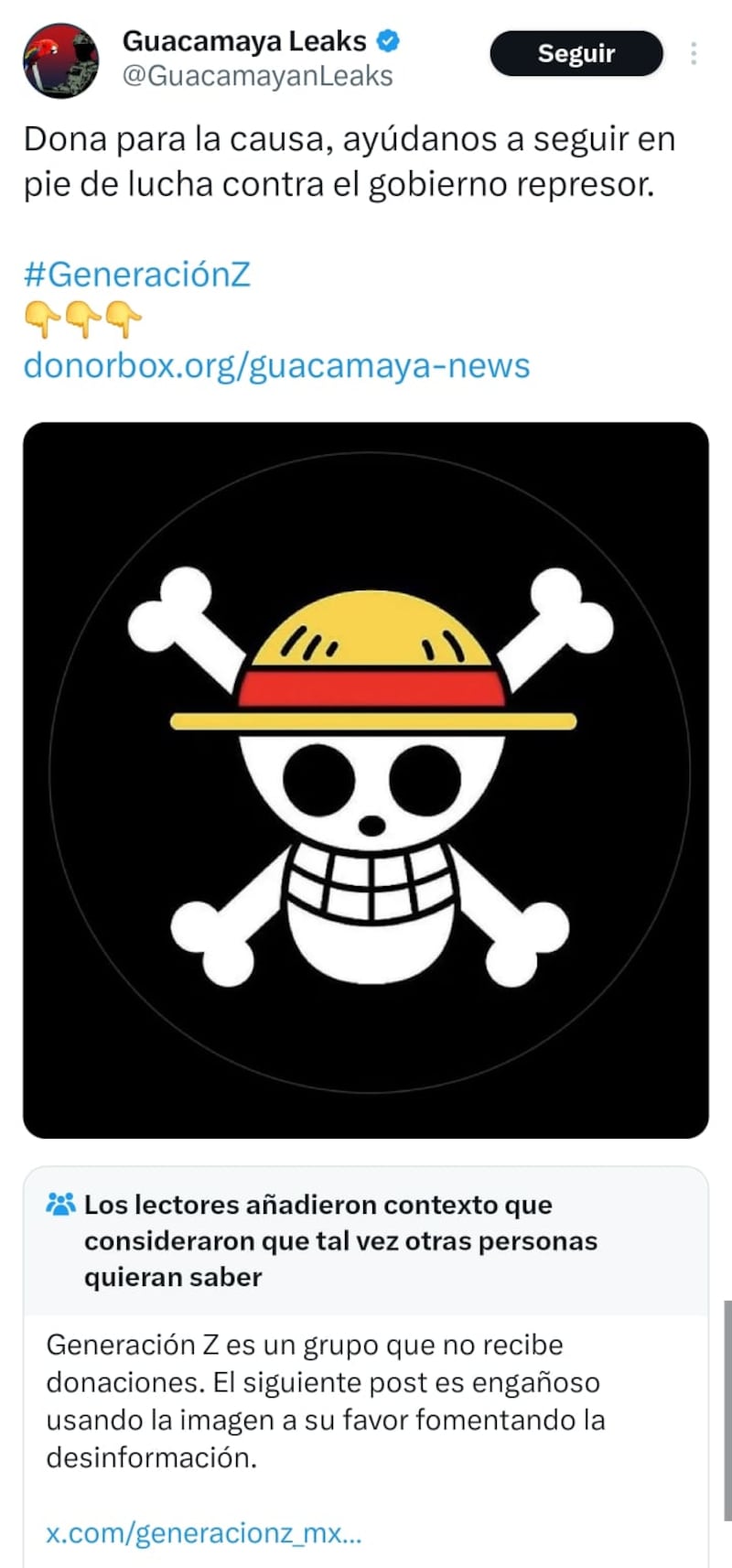 Falsa cuenta de Guacamaya Leaks pide donaciones a nombre de Generación Z México; movimiento se deslinda