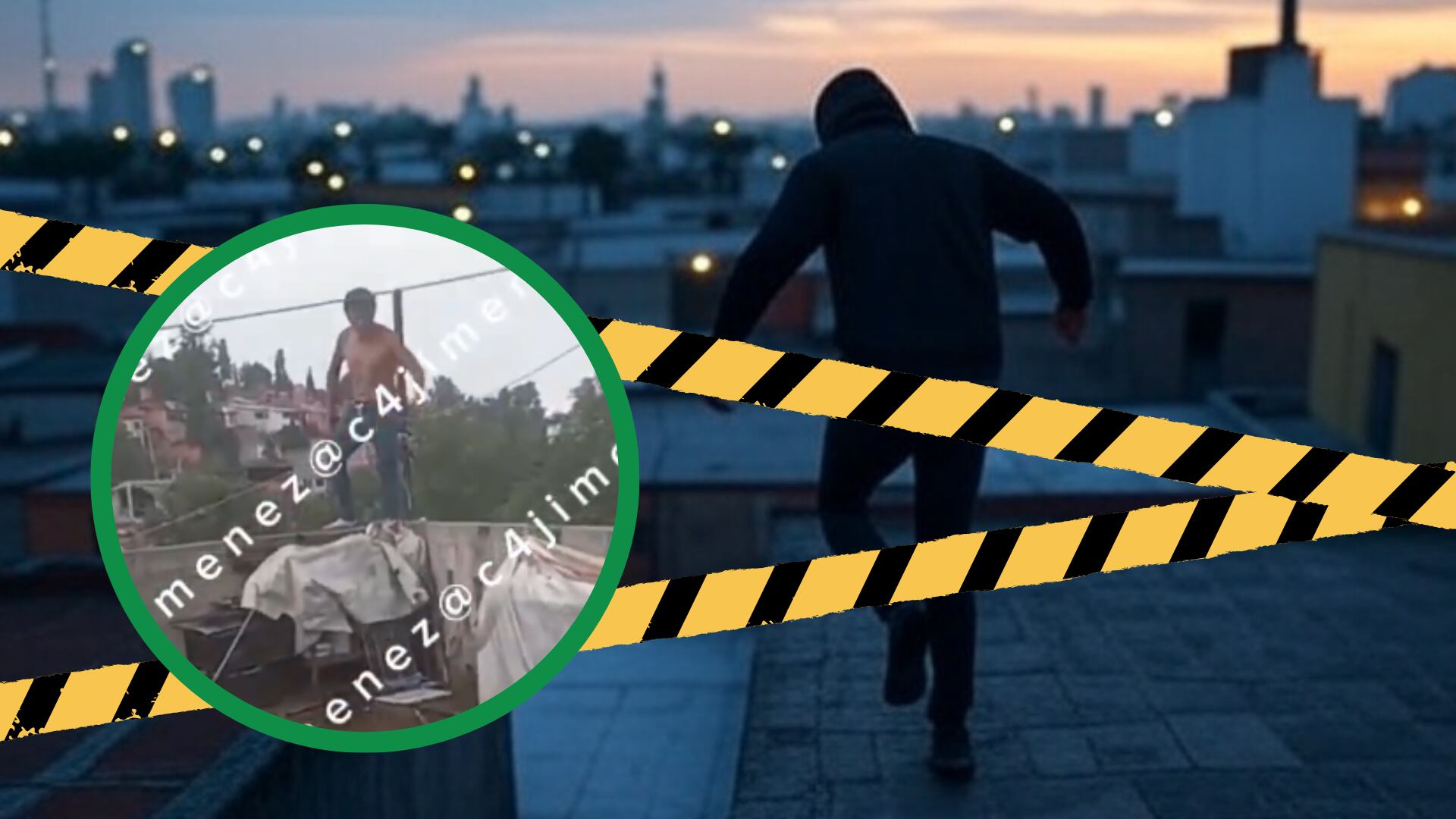 En video difundido por el periodista Carlos Jiménez, el sujeto huye por techos y grita por ayuda de la policía