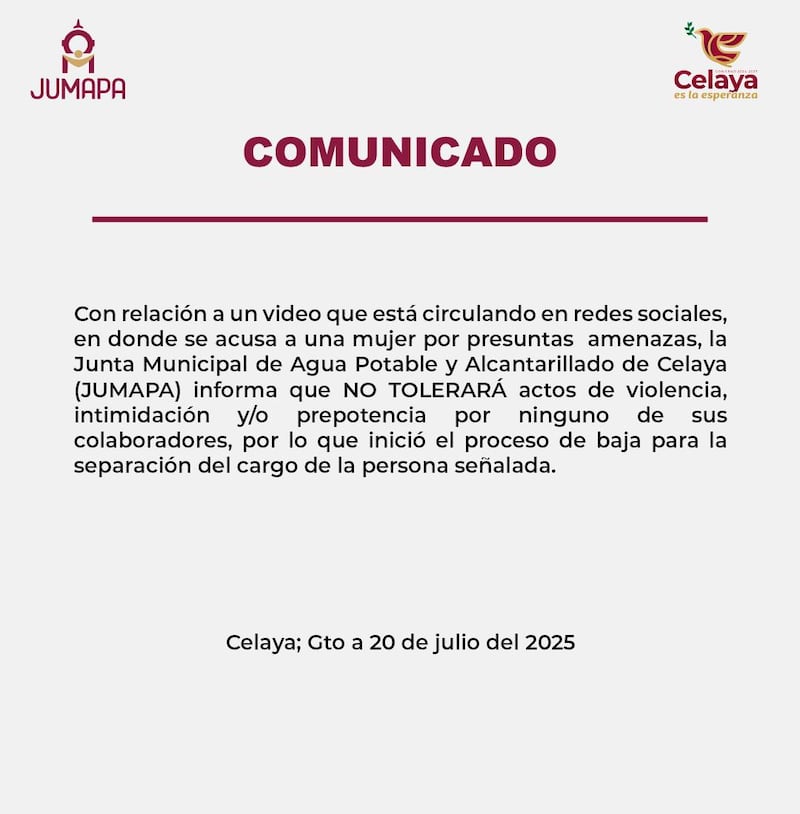 Comunicado JUMAPA.