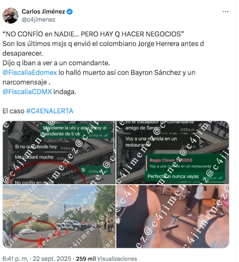 Publicación sobre los últimos mensajes de B King y Regio Clown