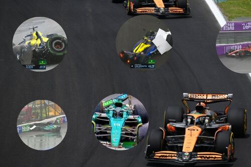 Cinco choques en clasificación de Brasil dejan a Red Bull fuera del top 10, McLaren conquista la pole position