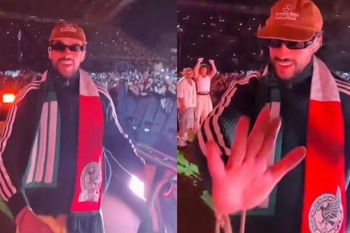 Bad Bunny se gana a México: Aparece con bufanda del Tri en pleno concierto