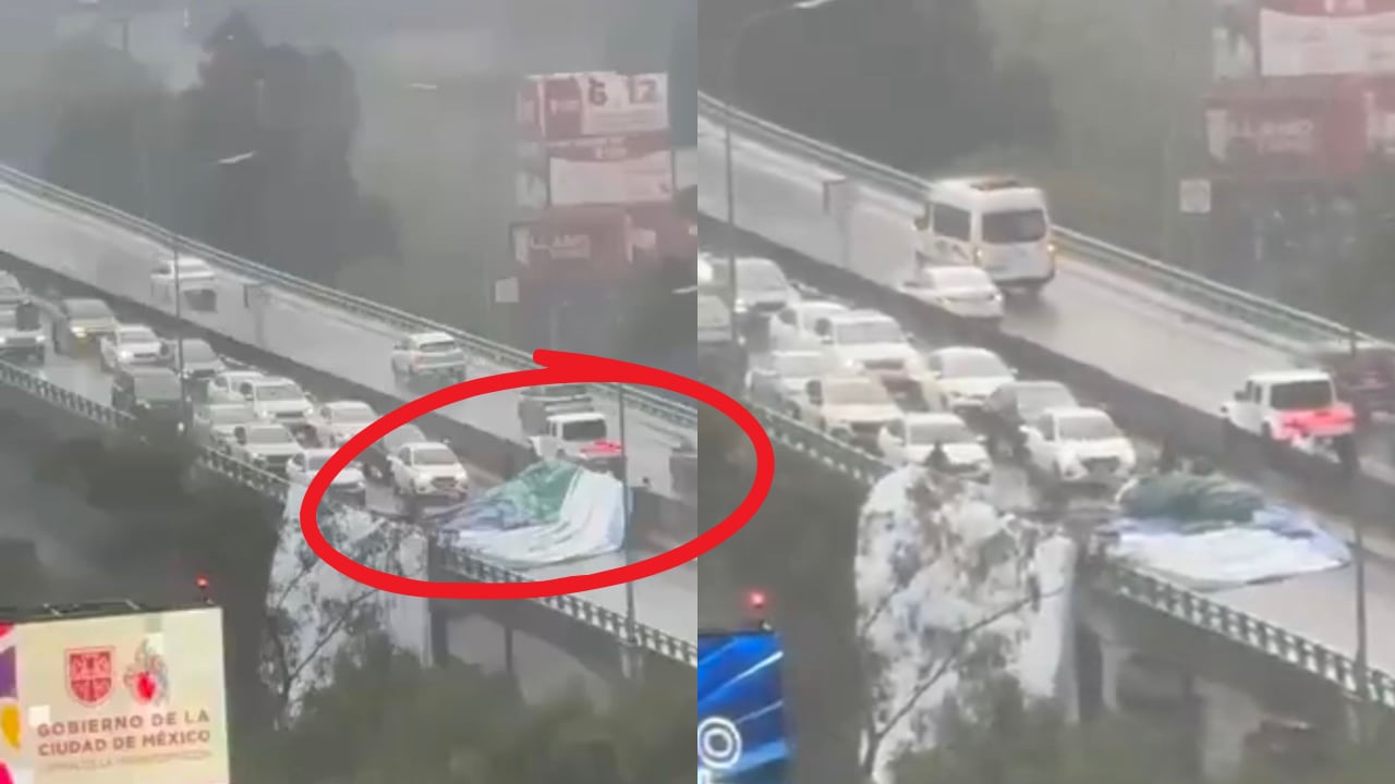 Anuncio sale volando y cae en Periférico Sur