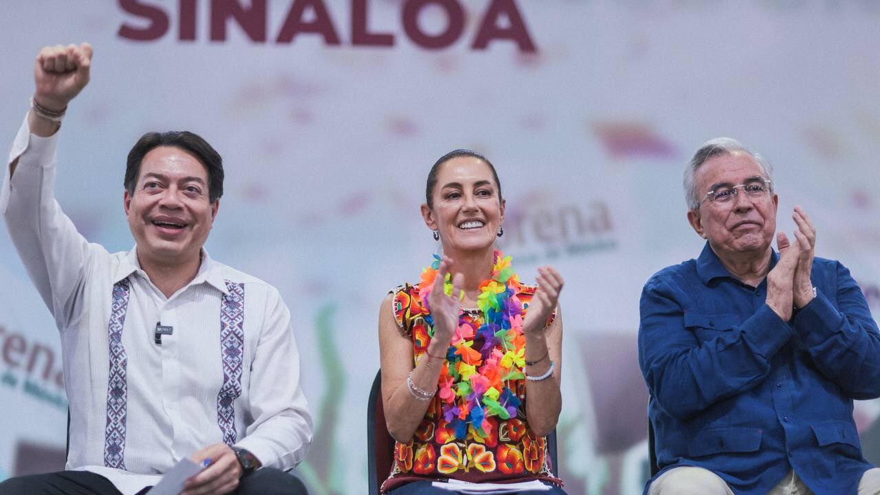 Claudia Sheinbaum con Mario Delgado en su gira rumbo a las elecciones 2024 (Twitter / @Claudiashein)