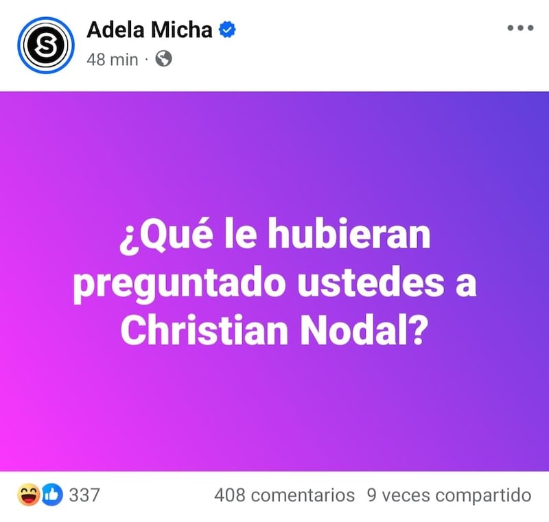Adela Micha se burla de Christian Nodal