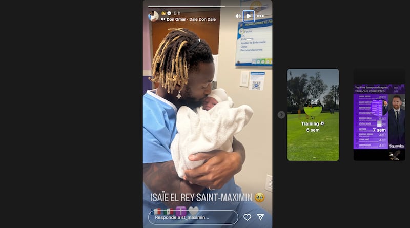 Allan Saint-Maximin presumió el nacimiento de su hijo.
