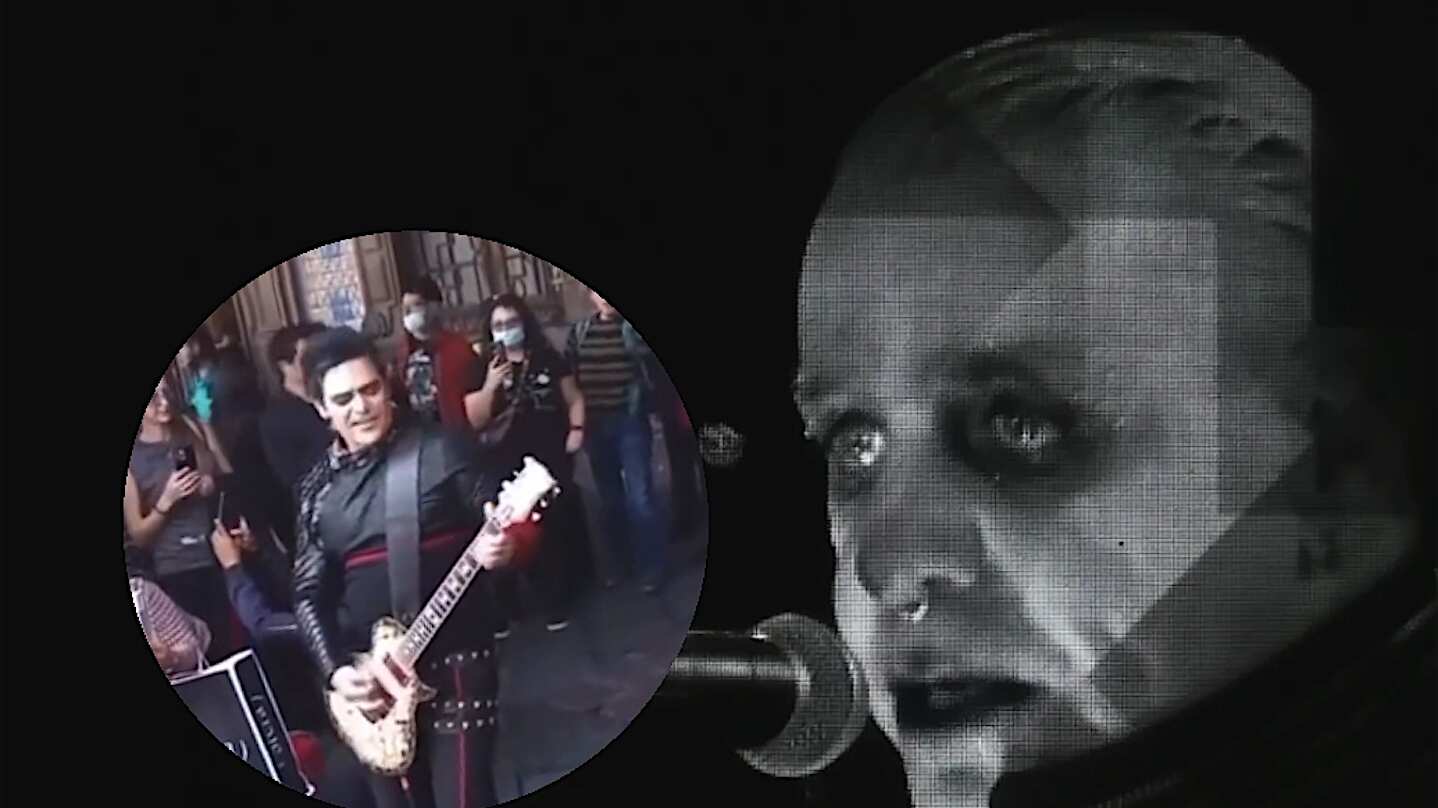 Richard Kuspe, guitarrista, sorprendió al tocar en el Zócalo de la Ciudad de México.