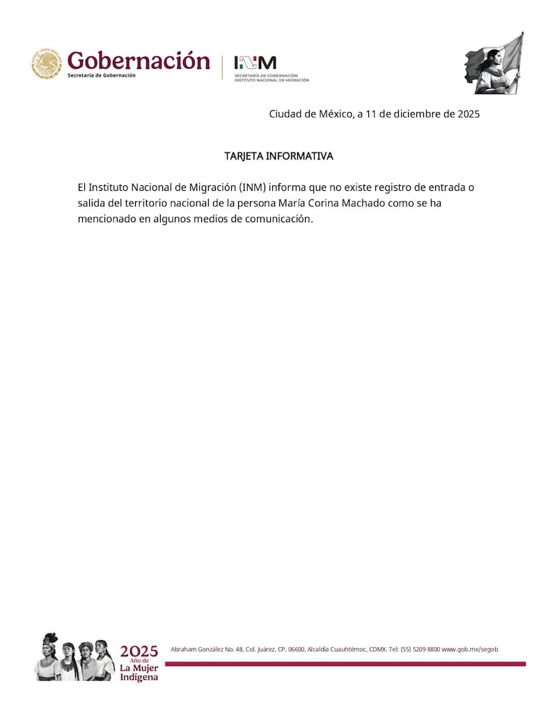 Comunicado de Instituto Nacional de Migración