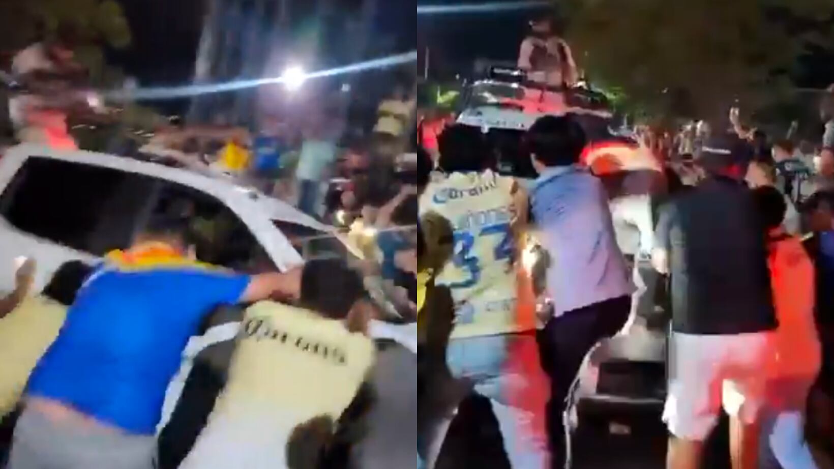 Aficionados del América sacudieron camioneta de Guardia Nacional.