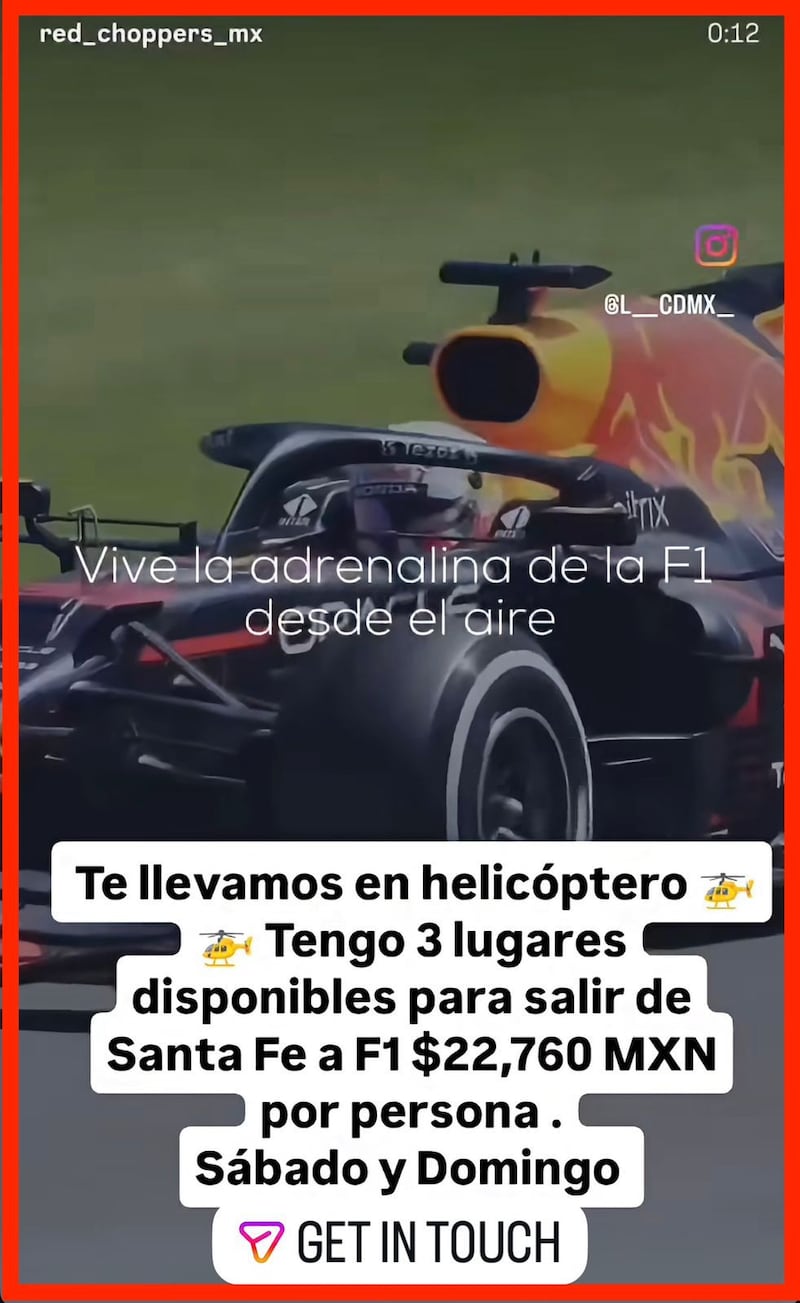 Los traslados VIP en helicóptero prometen evitar el tráfico rumbo al Autódromo Hermanos Rodríguez durante el Gran Premio de México.
