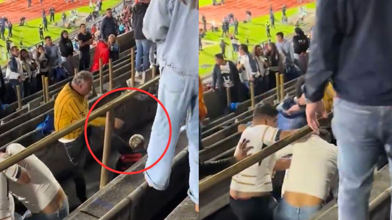 Pelea en las gradas del Estadio Olímpico Universitario