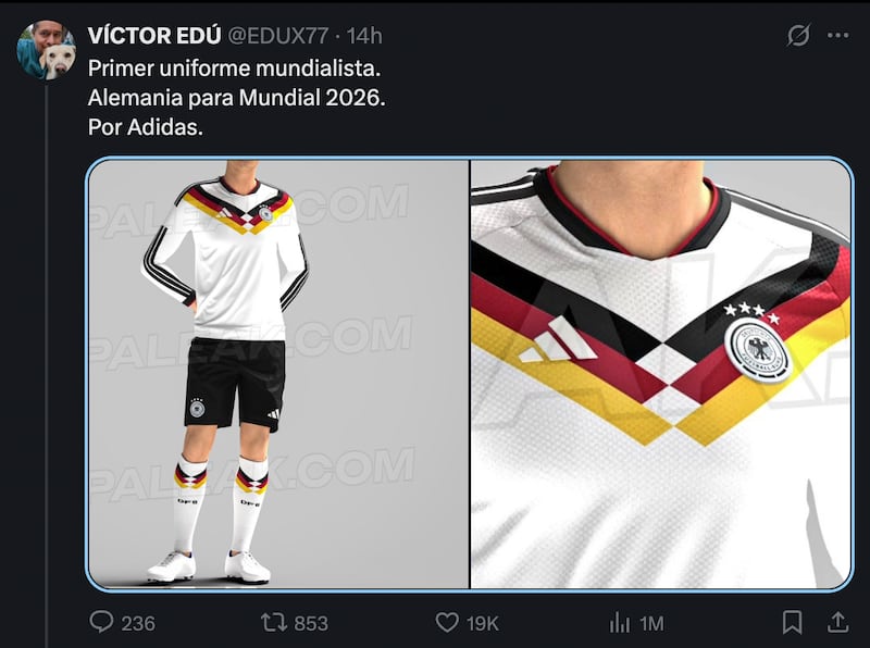 Primer uniforme de local de Alemania para el Mundial 2026