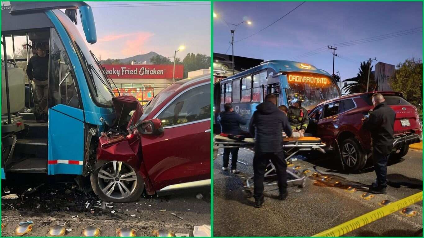 Mujer maneja en sentido contrario, choca con Mexibús y mata a su copiloto