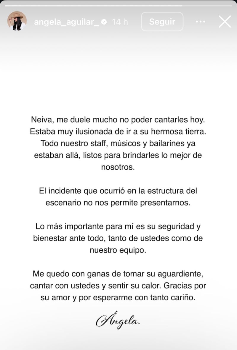 Historia de Ángela Aguilar en Instagram