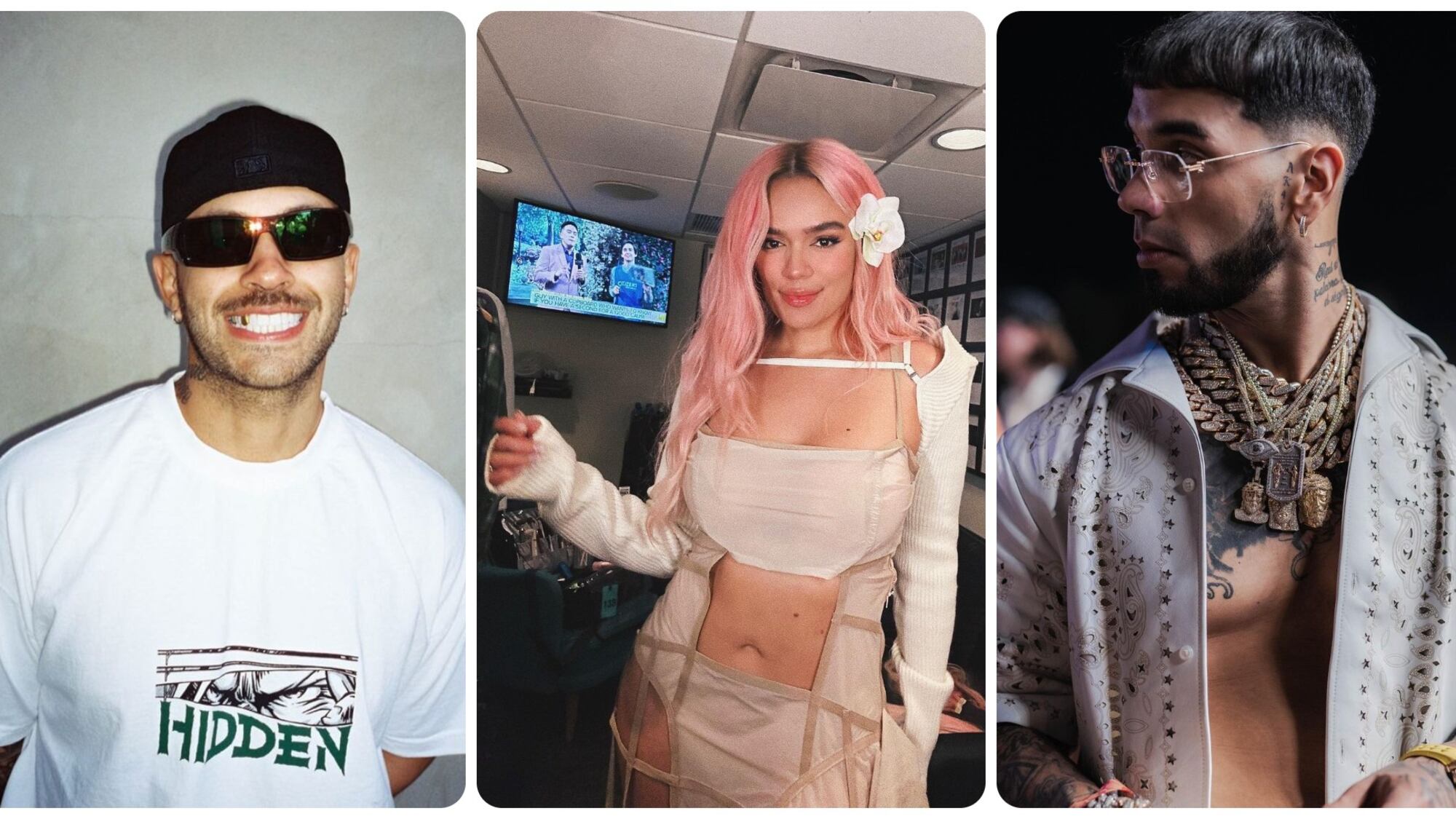 El público se sorprendió luego de que Anuel mencionara a Feid y Karol G durante el Show