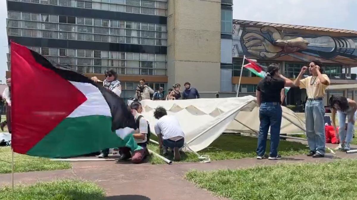 Estudiantes de la UNAM montan campamento en CU en apoyo a Palestina