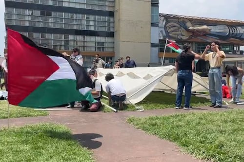 La lucha por Palestina llega a CU: Estudiantes montan campamento frente a Rectoría