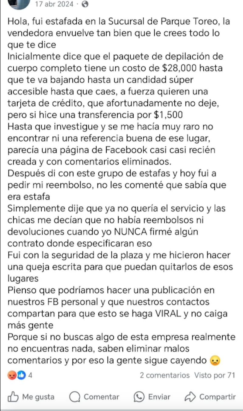 Estética Lanemex estafa con más de un millón de pesos a 100 mujeres