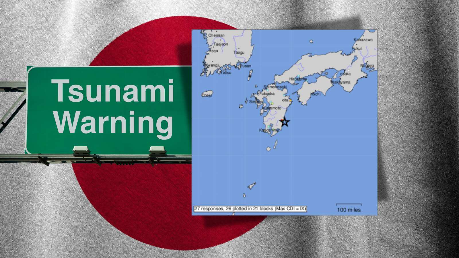 Terremoto de 6.9 en Japón activa alertas de tsunami en Miyazaki y Kochi, epicentro del movimiento en Kyushu.