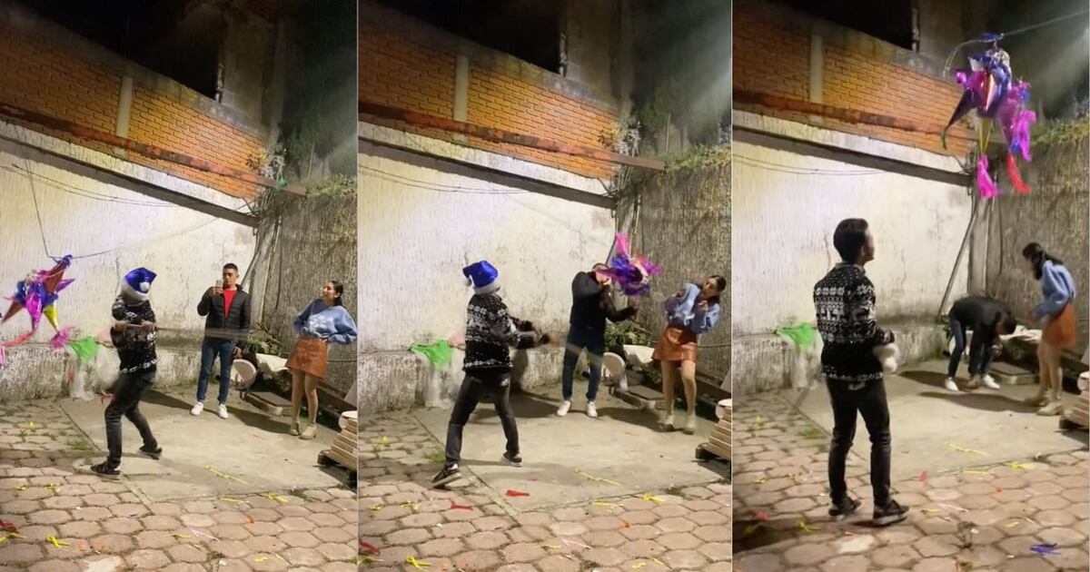 VIDEO : Joven recibe golpe con piñata en Navidad – Publimetro México
