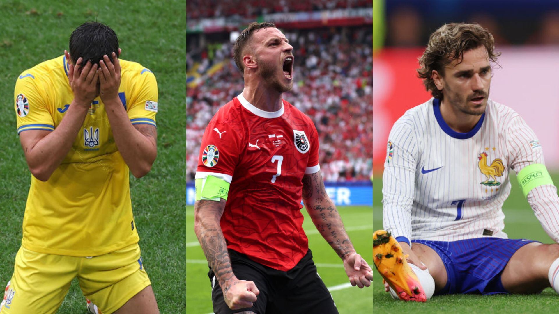 Ucrania derrotó a Eslovaquia, Austria sorprendió a Polonia y Francia decepcionó con Países Bajos. Imagen: Getty Images (especial).