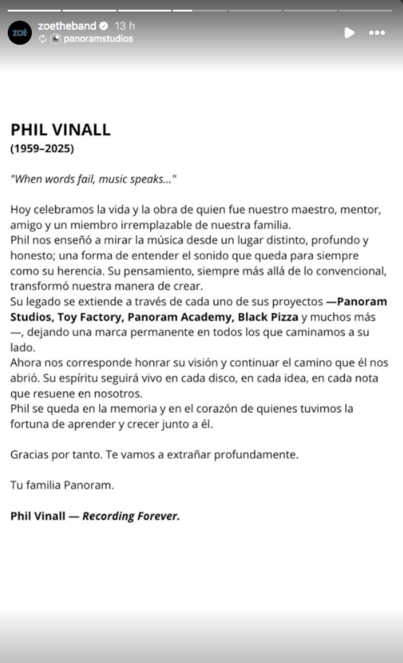 Historia de Zoé en Instagram