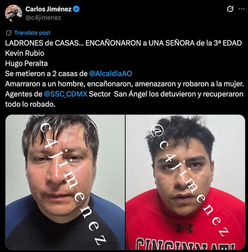 Arrestados por robar casas en CDMX